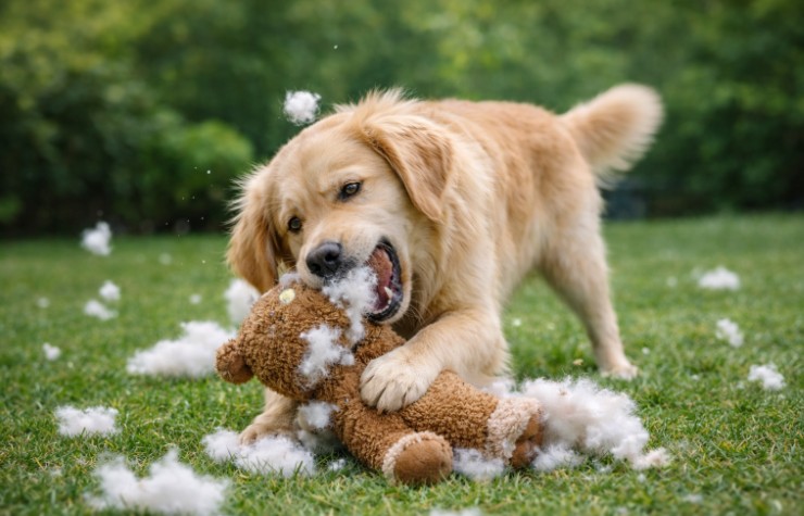 Plush toys often fail at the seam, centre, or loose stitched-on parts.